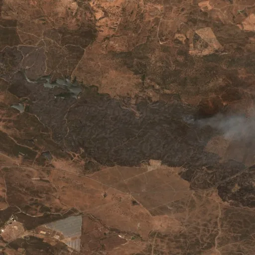 Wildfire near El Cerro de Andévalo — Sentinel-2 true color