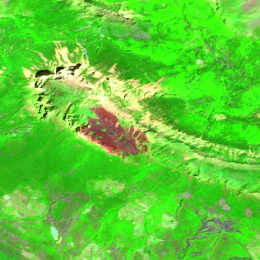 Wildfire near El Pueyo de Araguás/O Pueyo d'Araguás — Sentinel-2 SWIR (fuego)