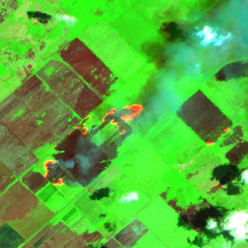 Wildfire near Encrucijada — Sentinel-2 SWIR (fuego)