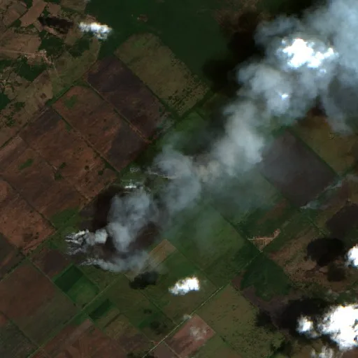 Wildfire near Encrucijada — Sentinel-2 true color