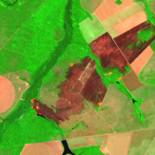 Wildfire near Feliz Natal — Sentinel-2 SWIR (fuego)