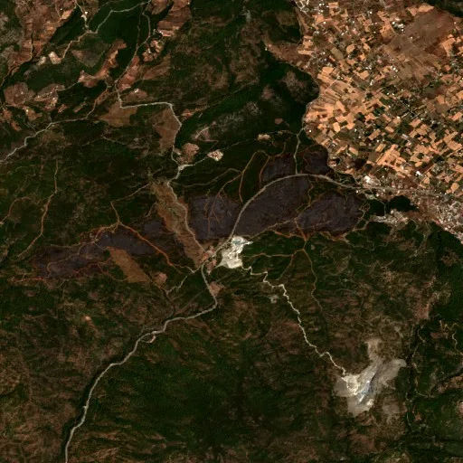 Incendio cerca de Fethiye (30 jul) — Sentinel-2 true color