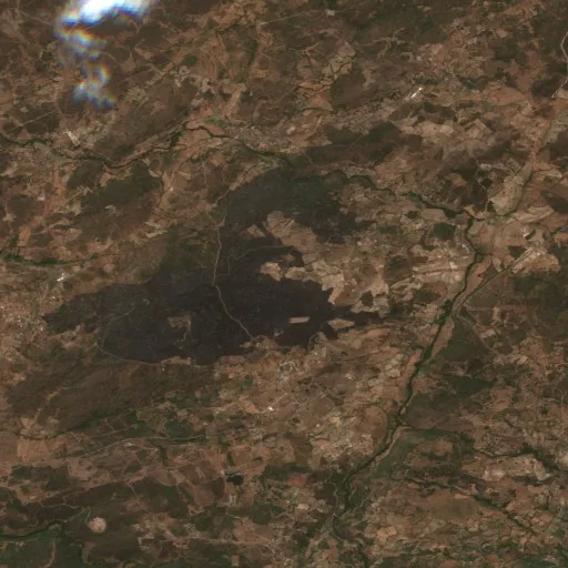 Incendio cerca de Figueiró da Granja (8 ago) — Sentinel-2 true color