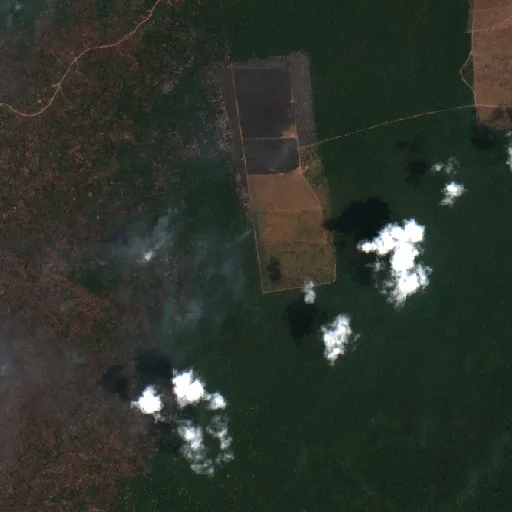 Wildfire near Filho Único — Sentinel-2 true color