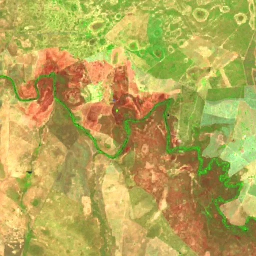 Wildfire near Flores de Goiás (Aug 13) — Sentinel-2 SWIR (fuego)