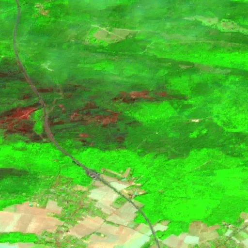 Incendio cerca de Fontainebleau (29 jul) — Sentinel-2 SWIR (fuego)