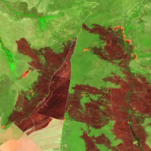 Wildfire near Formosa do Rio Preto (Sep 2) — Sentinel-2 SWIR (fuego)