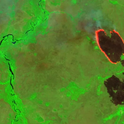 Wildfire near Formoso do Araguaia (Jul 27) — Sentinel-2 SWIR (fuego)