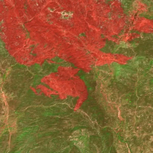 Incendio cerca de Fraccionamiento del Valle (24 ago) — Sentinel-2 SWIR (fuego)