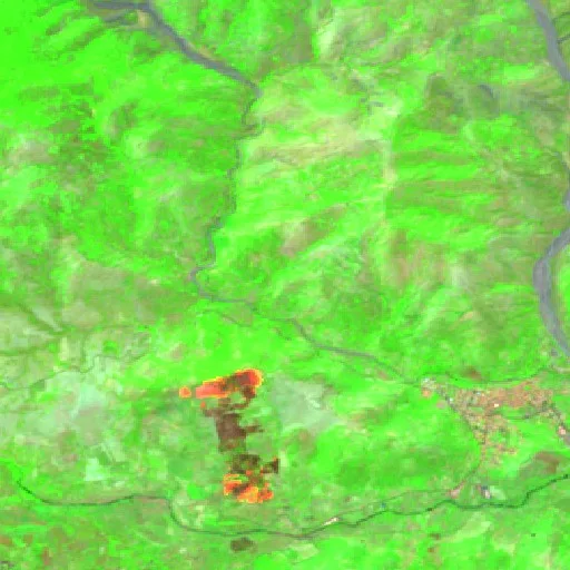 Wildfire near Francavilla di Sicilia — Sentinel-2 SWIR (fuego)