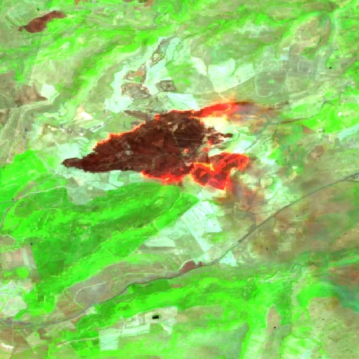 Wildfire near Francofonte (Jul 22 #2) — Sentinel-2 SWIR (fuego)