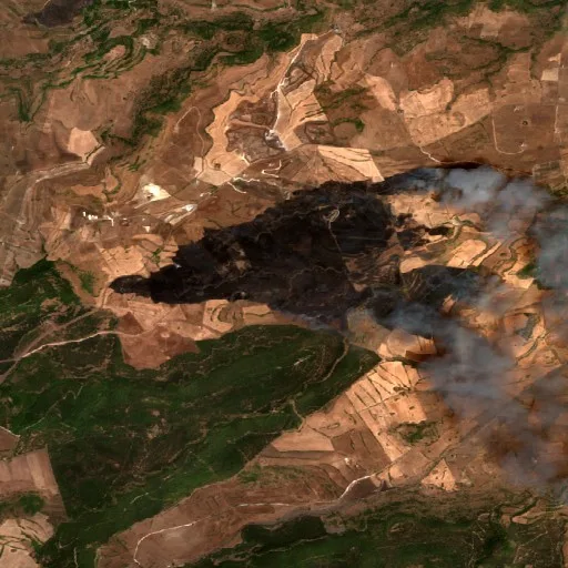 Wildfire near Francofonte — Sentinel-2 true color