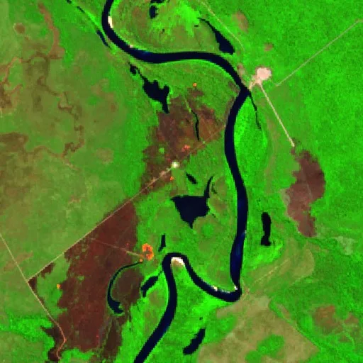 Wildfire near Gaúcha do Norte (Aug 6) — Sentinel-2 SWIR (fuego)