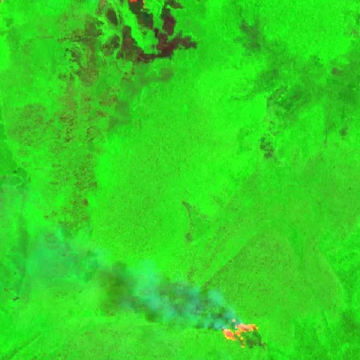 Wildfire near Getentiri (Sep 27) — Sentinel-2 SWIR (fuego)