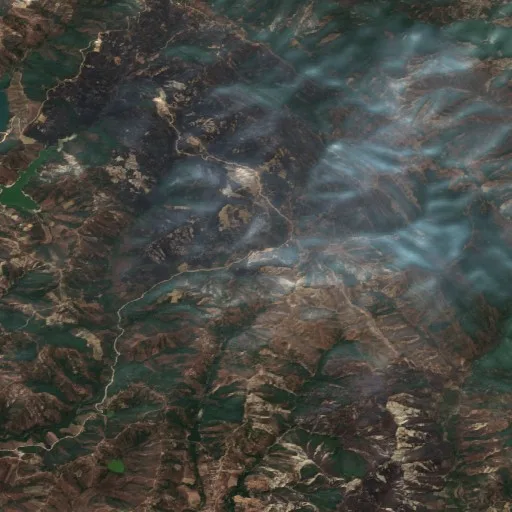 Wildfire near Helmas — Sentinel-2 true color