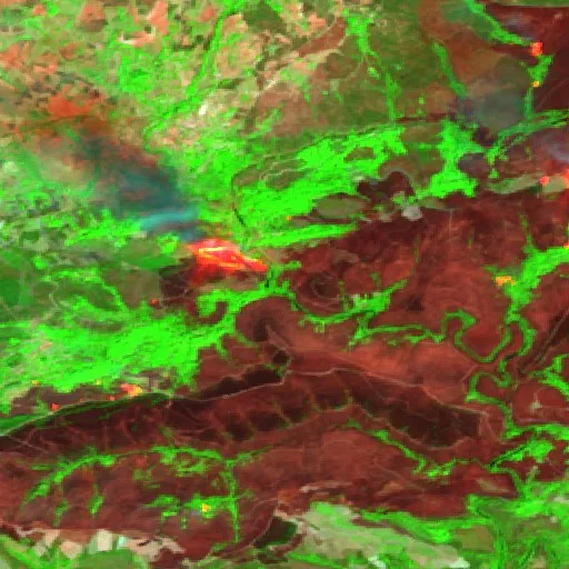 Wildfire near Hermisende — Sentinel-2 SWIR (fuego)