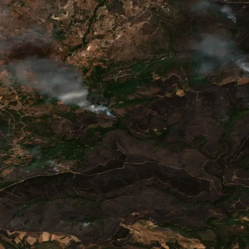 Wildfire near Hermisende — Sentinel-2 true color