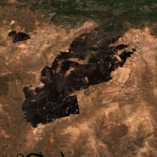 Wildfire near Hinojosas de Calatrava (Jul 15 #2) — Sentinel-2 true color