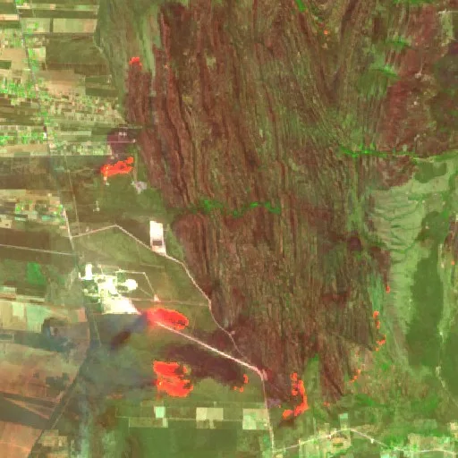 Wildfire near Ibotirama — Sentinel-2 SWIR (fuego)