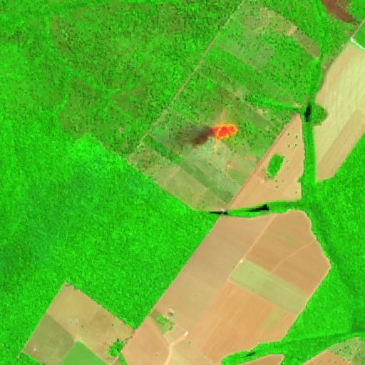Wildfire near Itaúba (Aug 18) — Sentinel-2 SWIR (fuego)