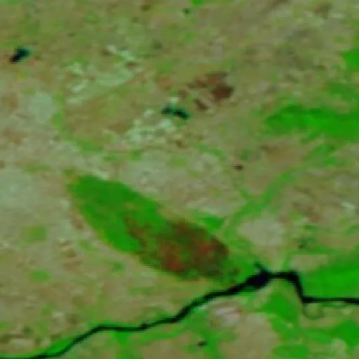 Wildfire near Izbište — NASA satellite