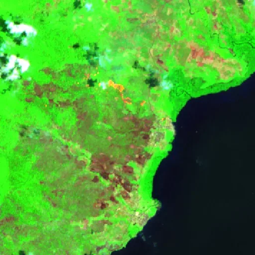 Incendio cerca de Jailolo — Sentinel-2 SWIR (fuego)