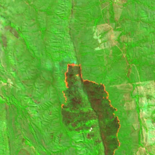 Incendio cerca de Jaú do Tocantins — Sentinel-2 SWIR (fuego)