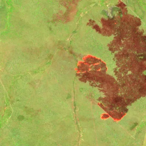 Wildfire near Jerumenha (Sep 27) — Sentinel-2 SWIR (fuego)
