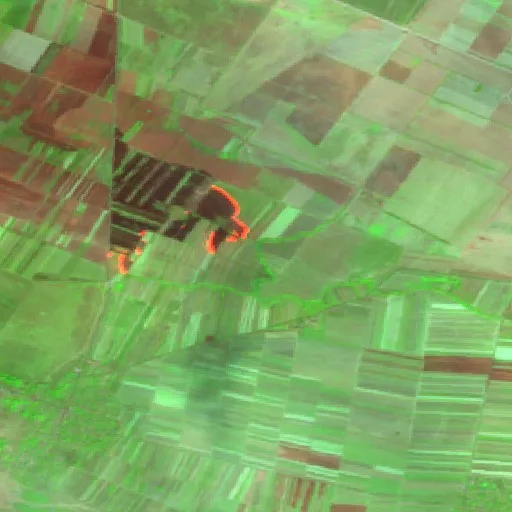 Wildfire near Jiana — Sentinel-2 SWIR (fuego)