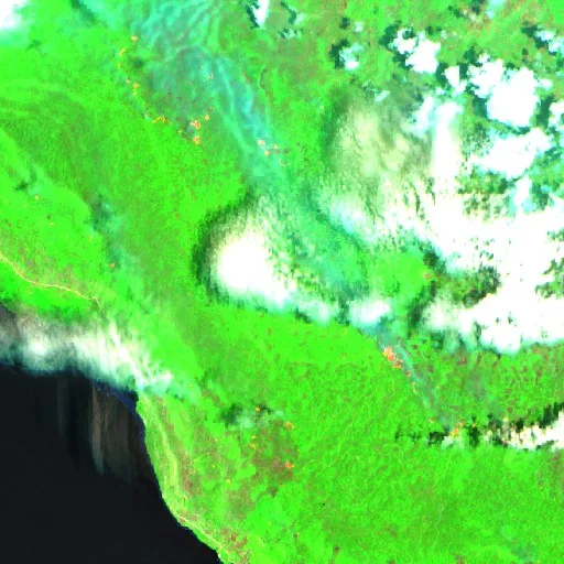 Incendio cerca de Kavieng District (15 oct) — Sentinel-2 SWIR (fuego)