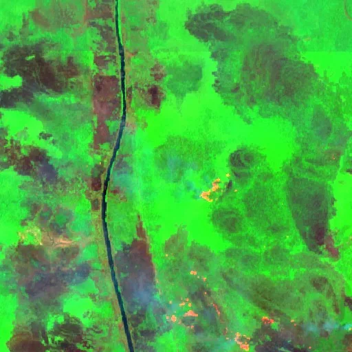 Wildfire near Kepi (Oct 6 · N) — Sentinel-2 SWIR (fuego)