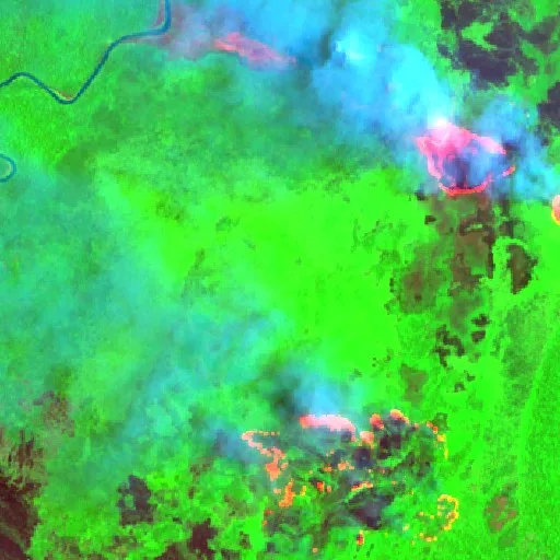 Wildfire near Kepi (Oct 6 · SW) — Sentinel-2 SWIR (fuego)