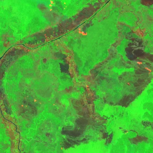 Wildfire near Kepi — Sentinel-2 SWIR