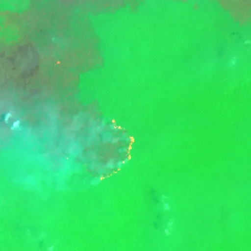 Incendio cerca de Ketapang (22 oct · N) — Sentinel-2 SWIR (fuego)