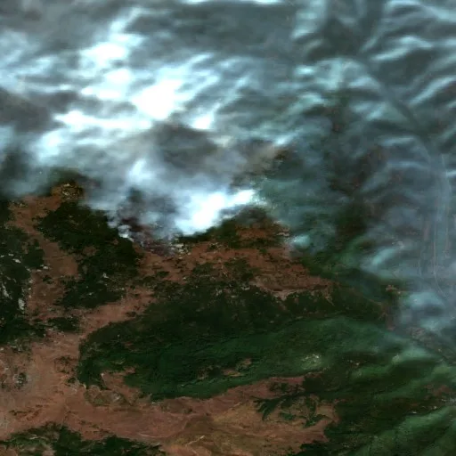 Wildfire near Knin — Sentinel-2 true color