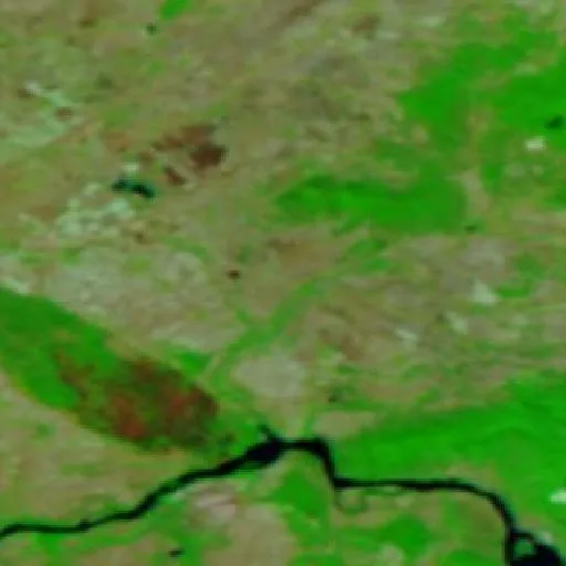 Wildfire near Kuštilj — NASA satellite