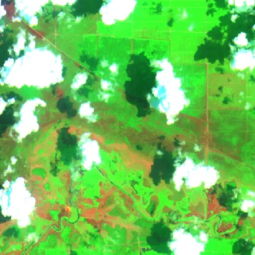 Wildfire near Kutai Timur (Oct 2) — Sentinel-2 SWIR (fuego)