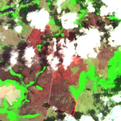 Wildfire near Lago da Vaca — Sentinel-2 SWIR (fuego)
