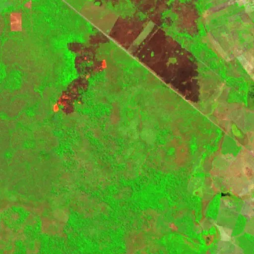 Wildfire near Lagoa da Confusão (Aug 26) — Sentinel-2 SWIR (fuego)