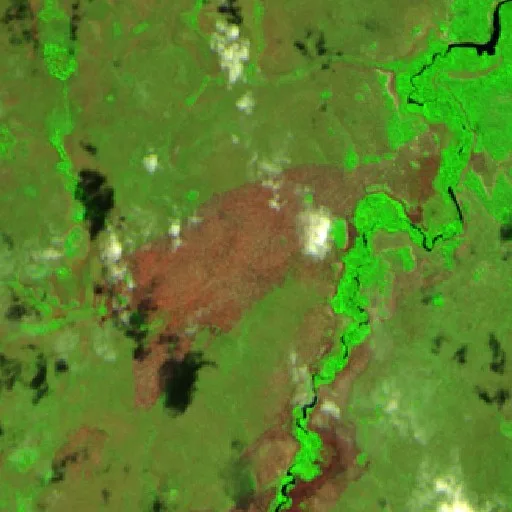 Wildfire near Lagoa da Confusão (Jul 22) — Sentinel-2 SWIR (fuego)