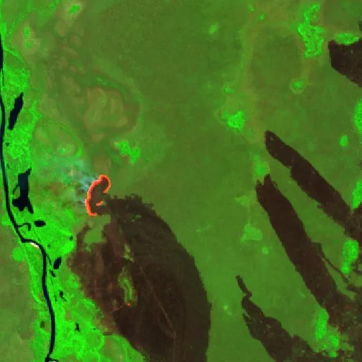 Incendio cerca de Lagoa da Confusão (24 jul · N) — Sentinel-2 SWIR
