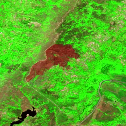 Wildfire near Lamego — Sentinel-2 SWIR (fuego)