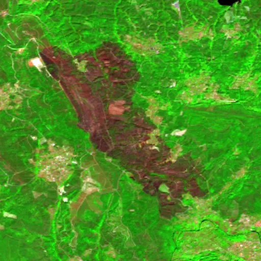 Wildfire near Lavegadas — Sentinel-2 SWIR (fuego)