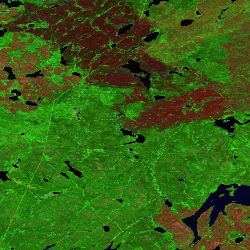 Wildfire near Leaf Rapids — Sentinel-2 SWIR