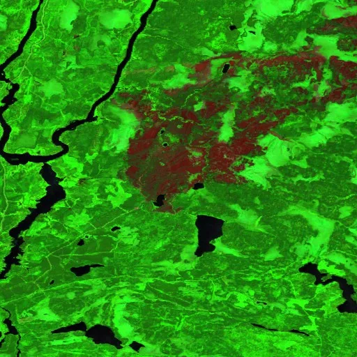 Incendio cerca de Les Lacs-du-Témiscamingue — Sentinel-2 SWIR