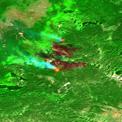 Incendio cerca de Lise (2 oct) — Sentinel-2 SWIR (fuego)