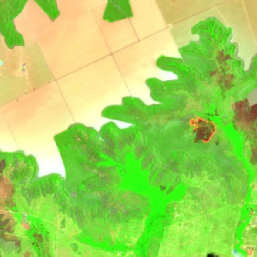 Wildfire near Loreto — Sentinel-2 SWIR (fuego)