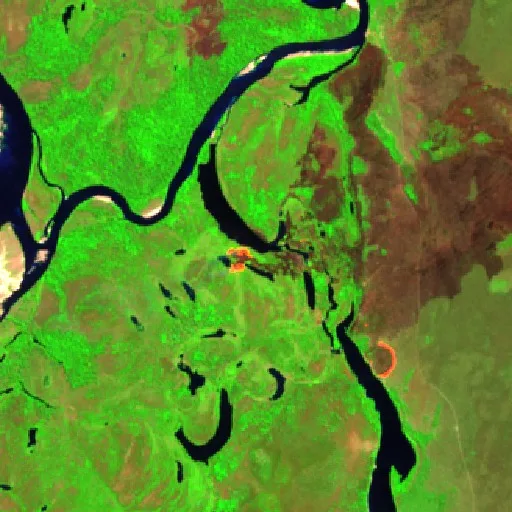 Incendio cerca de Luciara (16 ago) — Sentinel-2 SWIR (fuego)