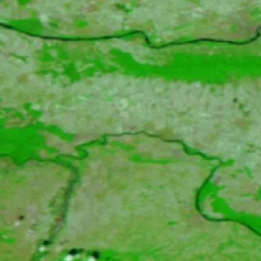 Incendio cerca de Mačvanska Mitrovica — NASA satellite