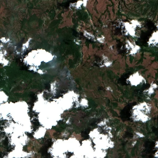 Wildfire near Maluku Barat Daya (Oct 16) — Sentinel-2 true color